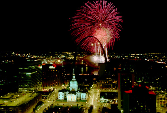 99-7 Arch & city w-fireworks #15